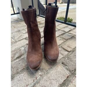 AUTHENTIC ALBERTO FERMANI Italian Suede Side-Zip Ankle Boots – Tobacco EU 38 1/2